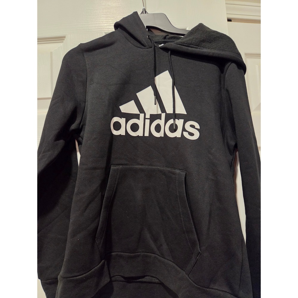 Adidas Mens Essentials Big Logo Hoodie Black White Fleece Pullover ADVW0029 M